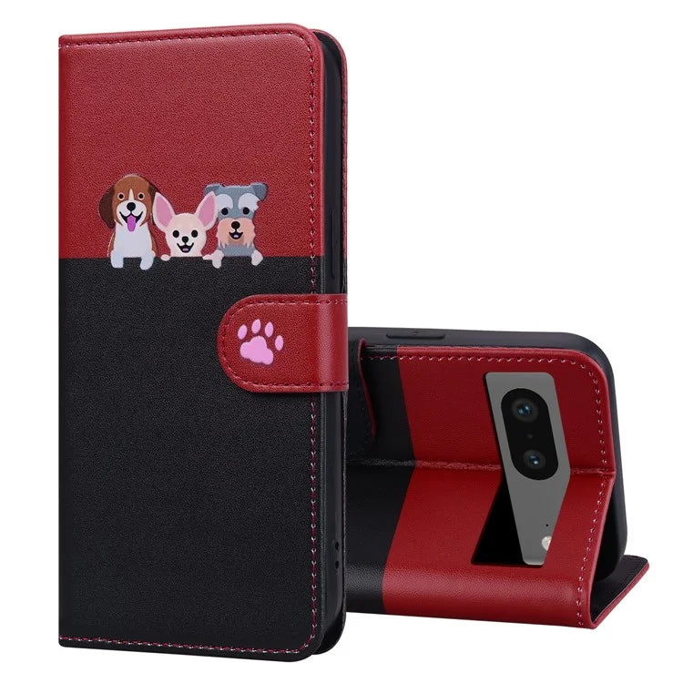 Cartoon Pet Series for Google Pixel 7 5G Cell Phone Case Leather Animal Pattern Stand Cover