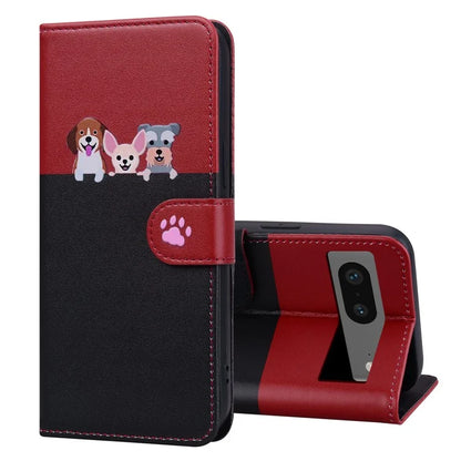 Cartoon Pet Series for Google Pixel 7 5G Cell Phone Case Leather Animal Pattern Stand Cover