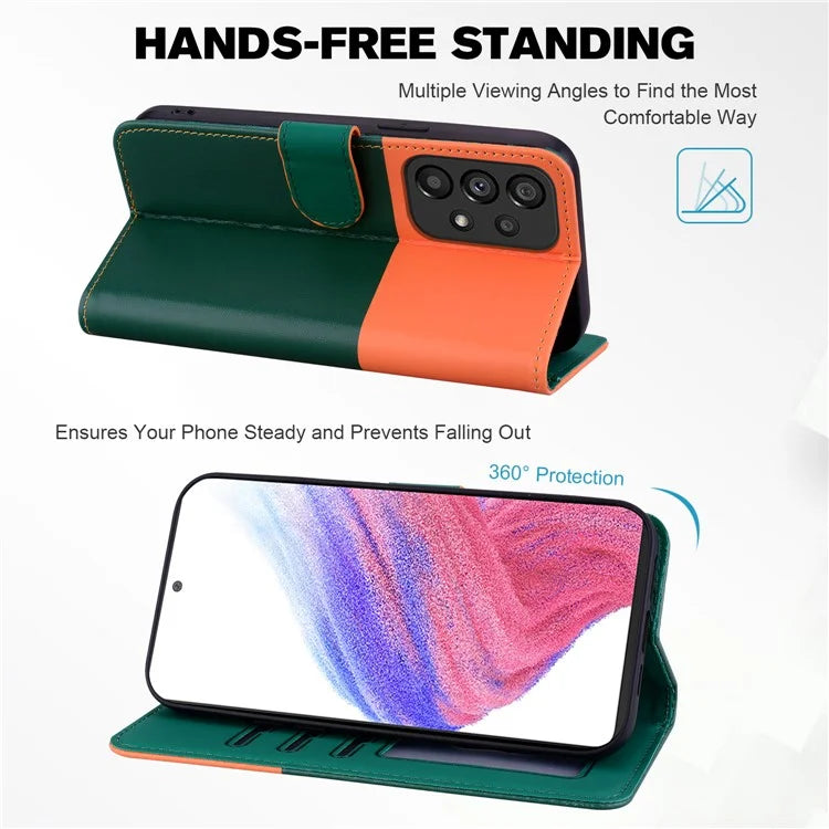 Cartoon Pet Series for Samsung Galaxy A53 5G Magnetic Case PU Leather Splicing Wallet Phone Cover