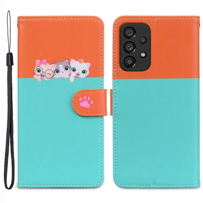 Cartoon Pet Series for Samsung Galaxy A53 5G Magnetic Case PU Leather Splicing Wallet Phone Cover