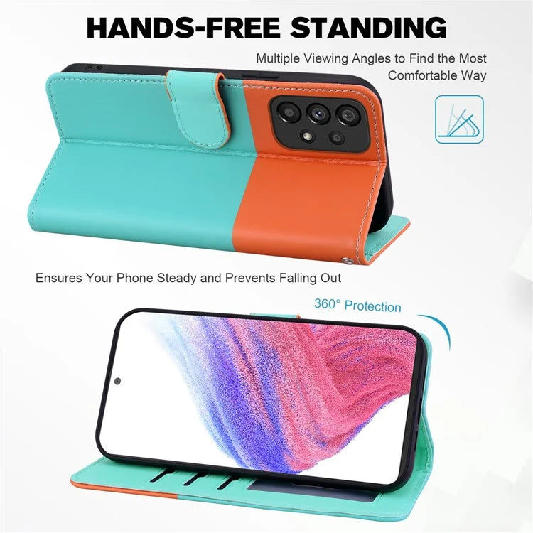 Cartoon Pet Series for Samsung Galaxy A53 5G Magnetic Case PU Leather Splicing Wallet Phone Cover