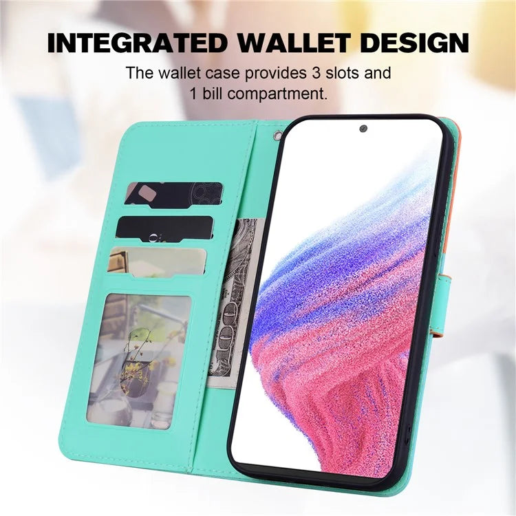 Cartoon Pet Series for Samsung Galaxy A53 5G Magnetic Case PU Leather Splicing Wallet Phone Cover