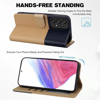 Cartoon Pet Series for Samsung Galaxy A53 5G Magnetic Case PU Leather Splicing Wallet Phone Cover