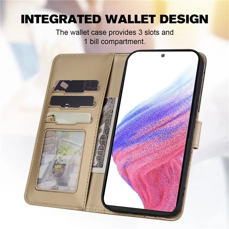 Cartoon Pet Series for Samsung Galaxy A53 5G Magnetic Case PU Leather Splicing Wallet Phone Cover