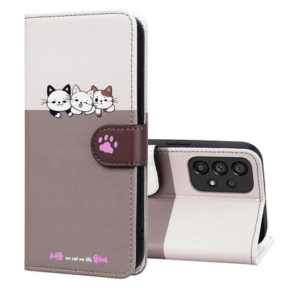 Cartoon Pet Series for Samsung Galaxy A53 5G Magnetic Case PU Leather Splicing Wallet Phone Cover
