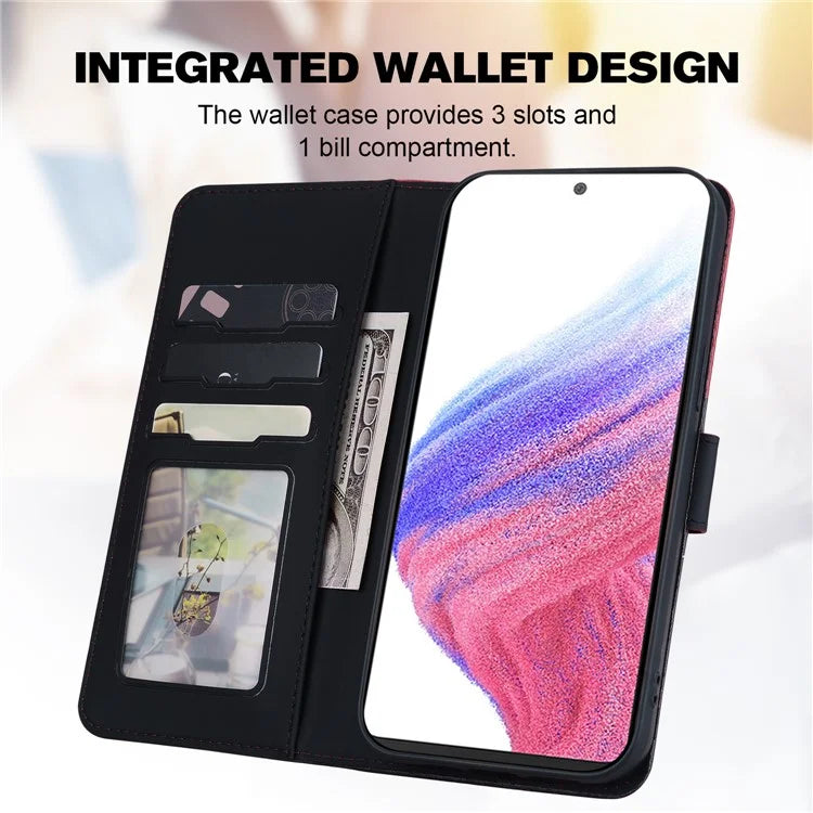 Cartoon Pet Series for Samsung Galaxy A53 5G Magnetic Case PU Leather Splicing Wallet Phone Cover