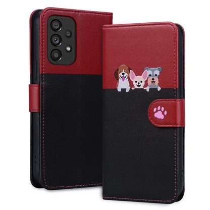 Cartoon Pet Series for Samsung Galaxy A53 5G Magnetic Case PU Leather Splicing Wallet Phone Cover