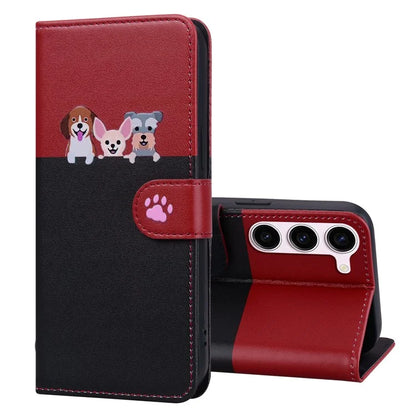 Cartoon Pet Series for Samsung Galaxy S22 5G Leather Case Stand Wallet Splicing Phone Cover