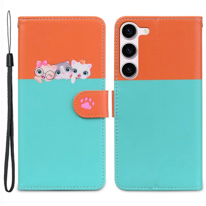 Cartoon Pet Series for Samsung Galaxy S22 5G Leather Case Stand Wallet Splicing Phone Cover