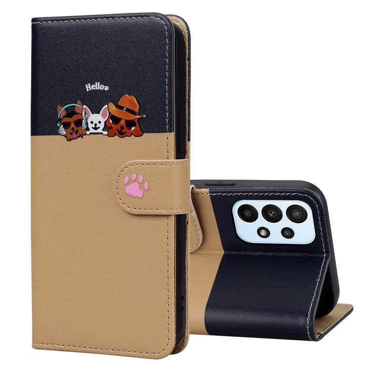 Cartoon Pet Series for Samsung Galaxy A23 4G / A23 5G (Global Version) Case Wallet Phone Cover