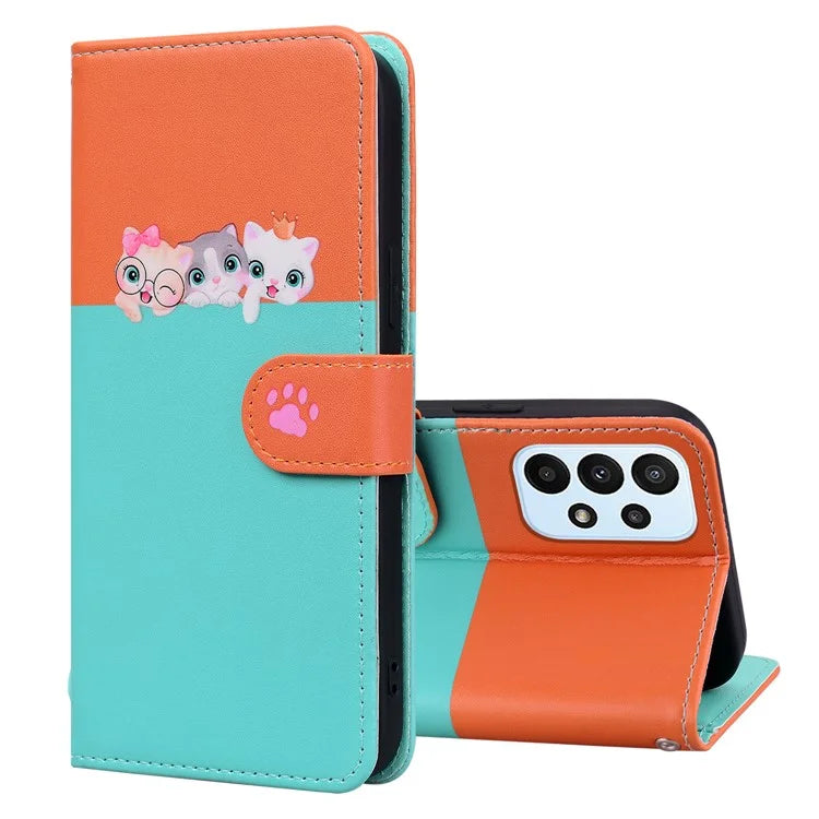 Cartoon Pet Series for Samsung Galaxy A23 4G / A23 5G (Global Version) Case Wallet Phone Cover