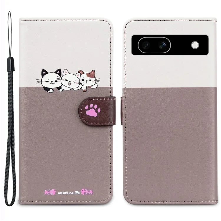 Cartoon Pet Series for Google Pixel 7a Shockproof Case Wallet Phone Cover