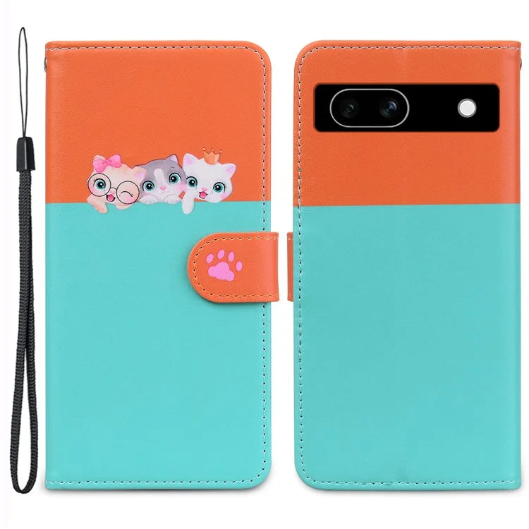 Cartoon Pet Series for Google Pixel 7a Shockproof Case Wallet Phone Cover