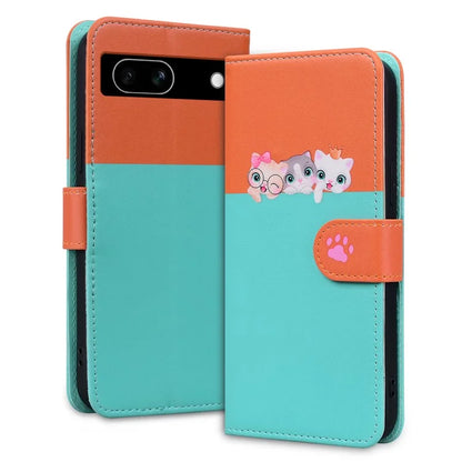 Cartoon Pet Series for Google Pixel 7a Shockproof Case Wallet Phone Cover