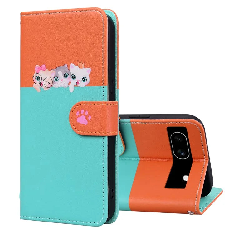 Cartoon Pet Series for Google Pixel 7a Shockproof Case Wallet Phone Cover
