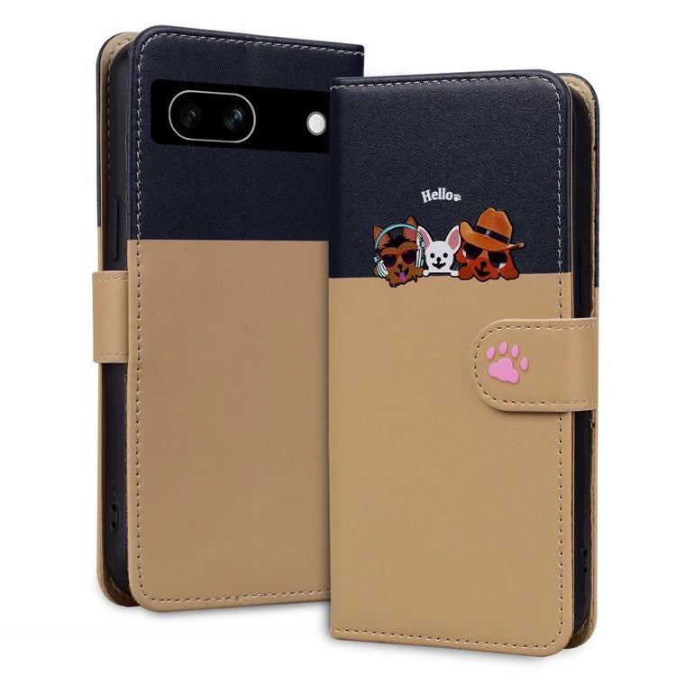 Cartoon Pet Series for Google Pixel 7a Shockproof Case Wallet Phone Cover