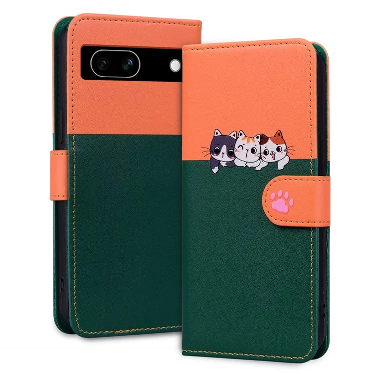 Cartoon Pet Series for Google Pixel 7a Shockproof Case Wallet Phone Cover