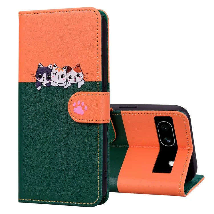 Cartoon Pet Series for Google Pixel 7a Shockproof Case Wallet Phone Cover