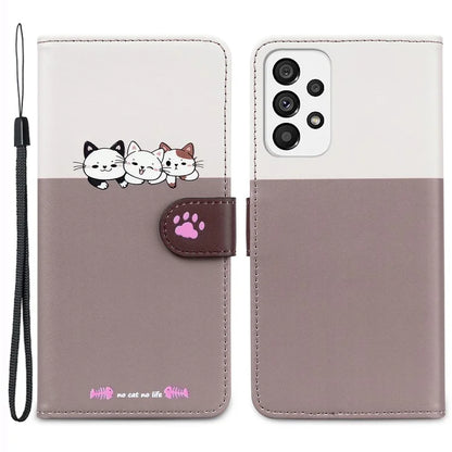 Cartoon Pet Series for Samsung Galaxy A73 5G Wallet Phone Case Leather Flip Cover
