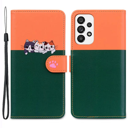 Cartoon Pet Series for Samsung Galaxy A73 5G Wallet Phone Case Leather Flip Cover