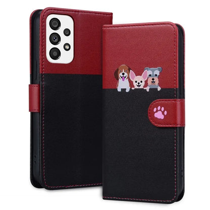 Cartoon Pet Series for Samsung Galaxy A73 5G Wallet Phone Case Leather Flip Cover