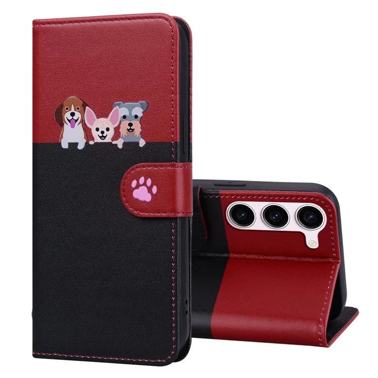 Cartoon Pet Series for Samsung Galaxy S22+ 5G Wallet Phone Case Leather Flip Cover