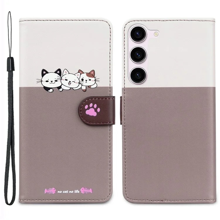 Cartoon Pet Series for Samsung Galaxy S22+ 5G Wallet Phone Case Leather Flip Cover