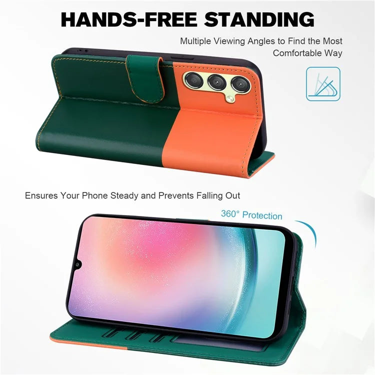 Cartoon Pet Series for Samsung Galaxy A24 4G (162.1 x 77.6 x 8.3mm) Case Anti-Drop Wallet Phone Coverish Green