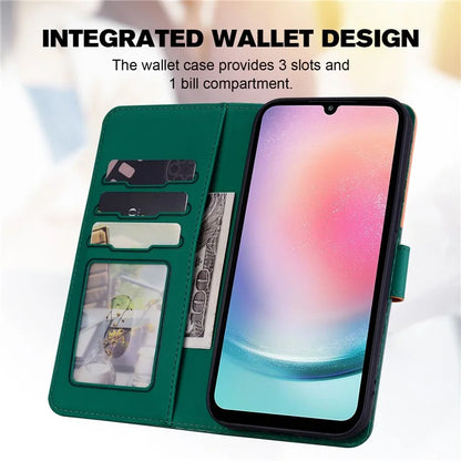 Cartoon Pet Series for Samsung Galaxy A24 4G (162.1 x 77.6 x 8.3mm) Case Anti-Drop Wallet Phone Coverish Green