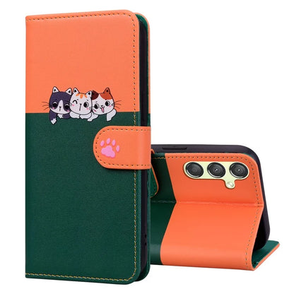 Cartoon Pet Series for Samsung Galaxy A24 4G (162.1 x 77.6 x 8.3mm) Case Anti-Drop Wallet Phone Coverish Green