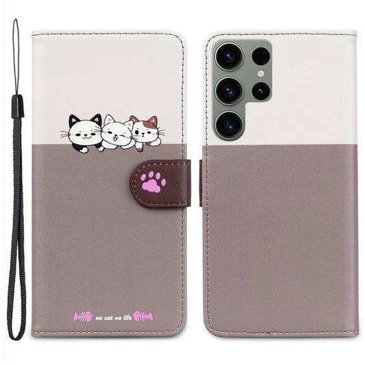 Cartoon Pet Series for Samsung Galaxy S22 Ultra 5G Case Wallet Phone Leather Flip Cover