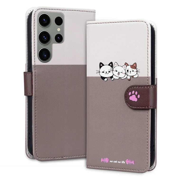 Cartoon Pet Series for Samsung Galaxy S22 Ultra 5G Case Wallet Phone Leather Flip Cover