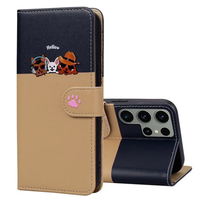 Cartoon Pet Series for Samsung Galaxy S22 Ultra 5G Case Wallet Phone Leather Flip Cover