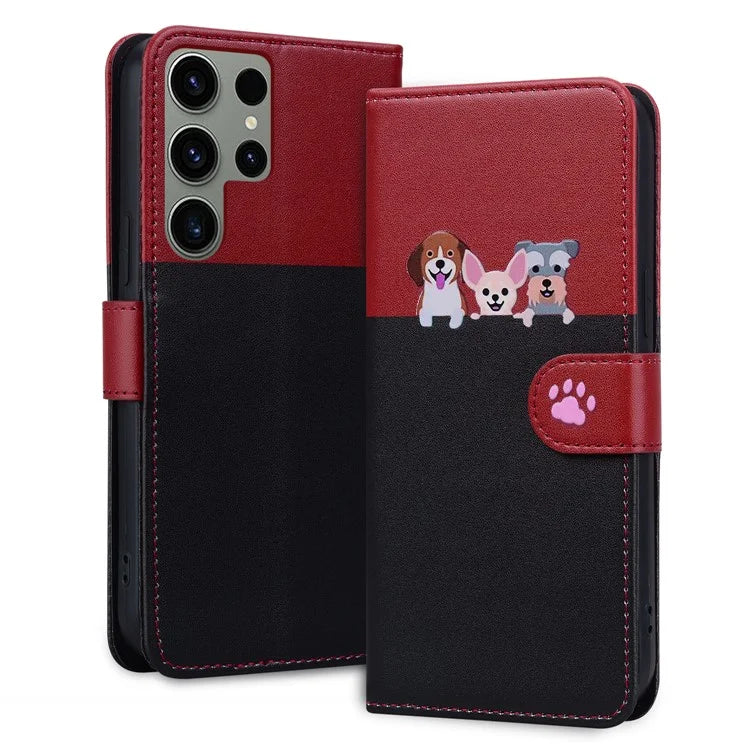 Cartoon Pet Series for Samsung Galaxy S22 Ultra 5G Case Wallet Phone Leather Flip Cover