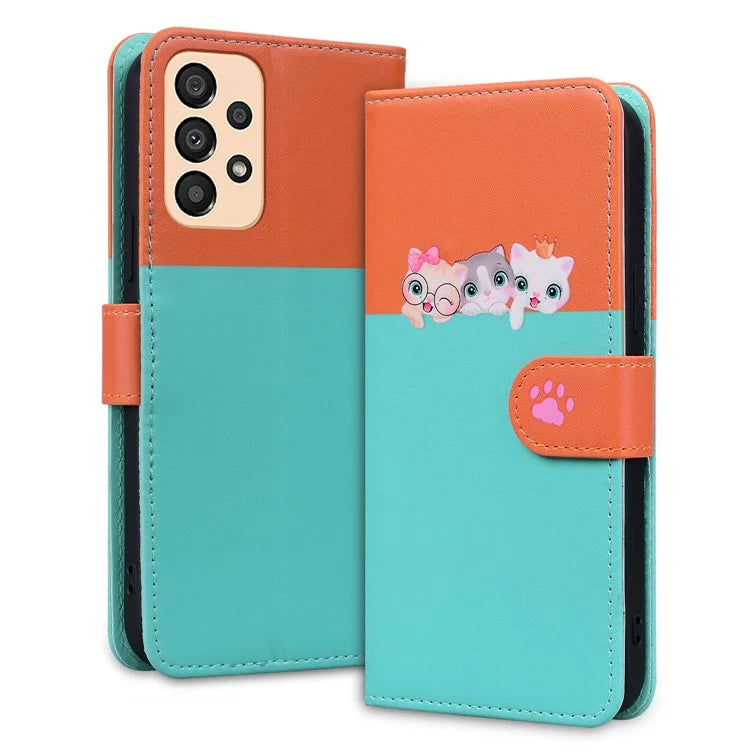 Cartoon Pet Series for Samsung Galaxy A33 5G Wallet Phone Case Shockproof Leather Cover