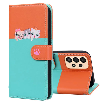 Cartoon Pet Series for Samsung Galaxy A33 5G Wallet Phone Case Shockproof Leather Cover