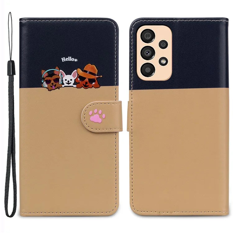 Cartoon Pet Series for Samsung Galaxy A33 5G Wallet Phone Case Shockproof Leather Cover