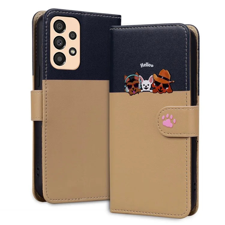 Cartoon Pet Series for Samsung Galaxy A33 5G Wallet Phone Case Shockproof Leather Cover