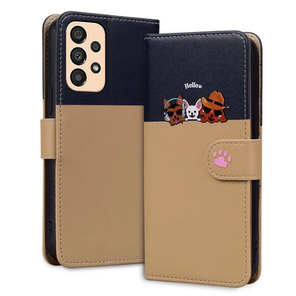 Cartoon Pet Series for Samsung Galaxy A33 5G Wallet Phone Case Shockproof Leather Cover