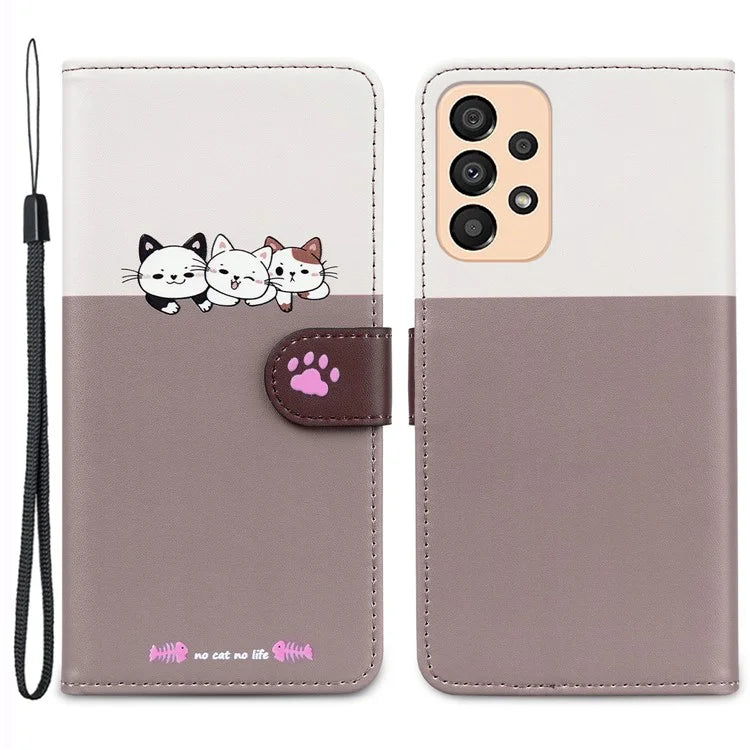 Cartoon Pet Series for Samsung Galaxy A33 5G Wallet Phone Case Shockproof Leather Cover