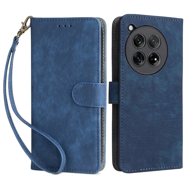 For OnePlus 12 5G Leather Phone Case with Strap RFID Blocking Card Slots
