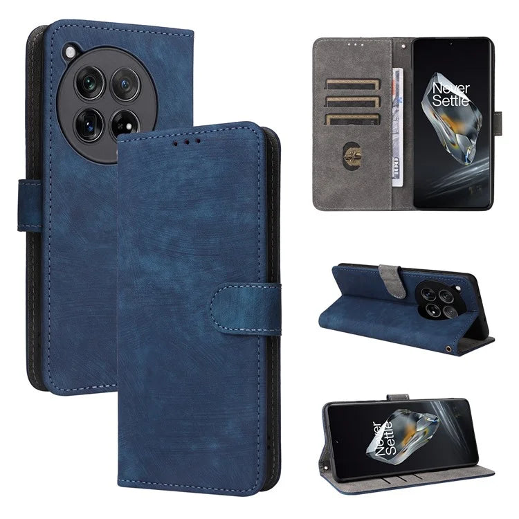 For OnePlus 12 5G Leather Phone Case with Strap RFID Blocking Card Slots