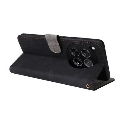 For OnePlus 12 5G Leather Phone Case with Strap RFID Blocking Card Slots