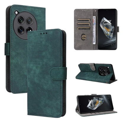 For OnePlus 12 5G Leather Phone Case with Strap RFID Blocking Card Slots