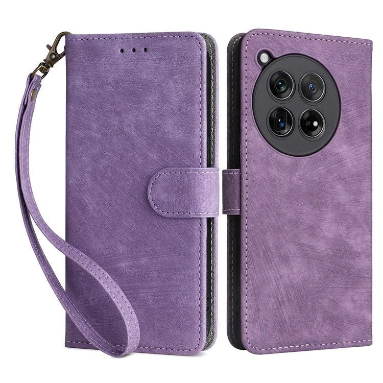 For OnePlus 12 5G Leather Phone Case with Strap RFID Blocking Card Slots