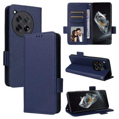 For OnePlus 12 5G Case PU Leather Litchi Texture Card Slots Phone Protector with Strap