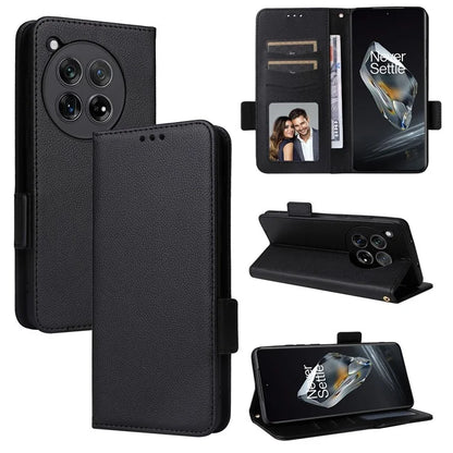 For OnePlus 12 5G Case PU Leather Litchi Texture Card Slots Phone Protector with Strap