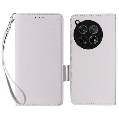 For OnePlus 12 5G Case PU Leather Litchi Texture Card Slots Phone Protector with Strap
