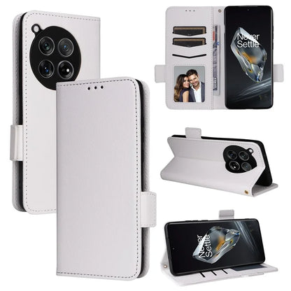 For OnePlus 12 5G Case PU Leather Litchi Texture Card Slots Phone Protector with Strap