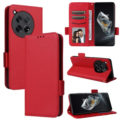 For OnePlus 12 5G Case PU Leather Litchi Texture Card Slots Phone Protector with Strap